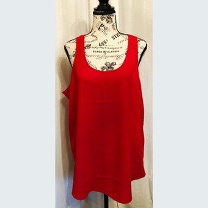 Red Scoop Neck Sleeveless Blouse